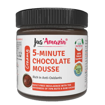 Jus Amazin 5-Minute Chocolate Mousse (200g)|Clean Nutrition |70% Nuts (Almonds & Cashewnuts)