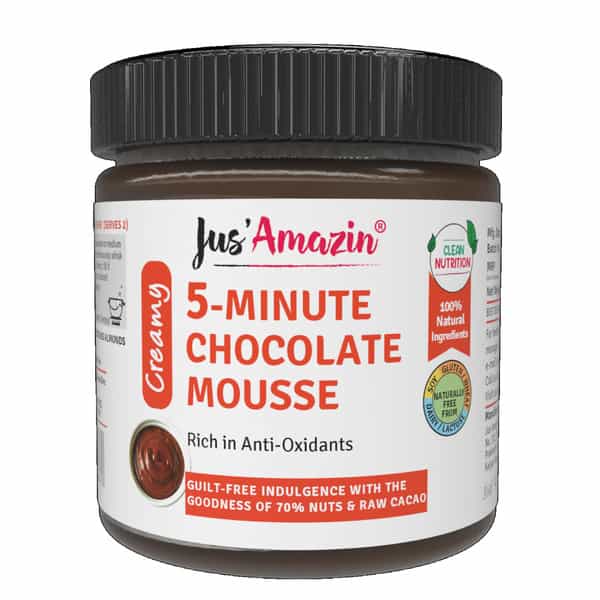 Jus Amazin 5-Minute Chocolate Mousse (200G)|Clean Nutrition |70% Nuts (Almonds & Cashewnuts)