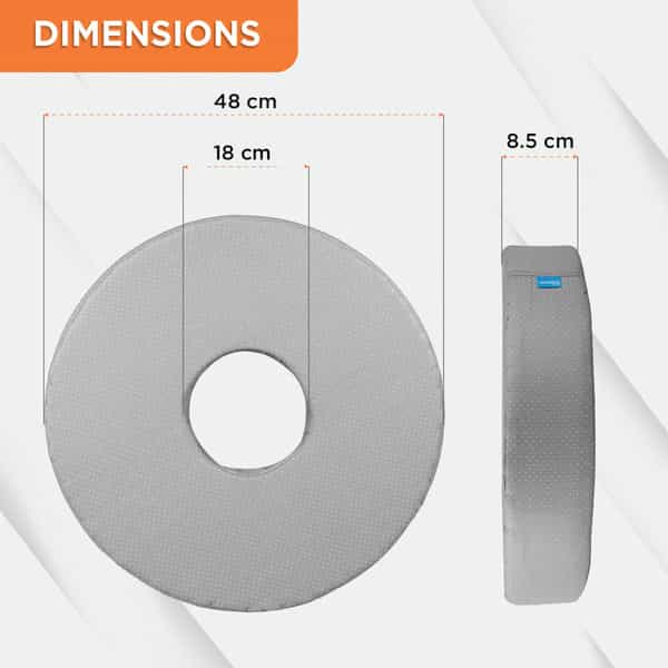 Vissco Round Ring Cushion Pillow | Provides Cushioned Seating To Reduce Pain & Discomfort (Grey)