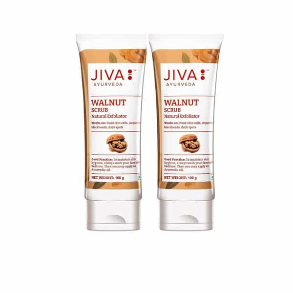 Jiva Walnut Scrub Removes Blackheads & Dark Spots For All Skin Types - 100(Pack Of 2)
