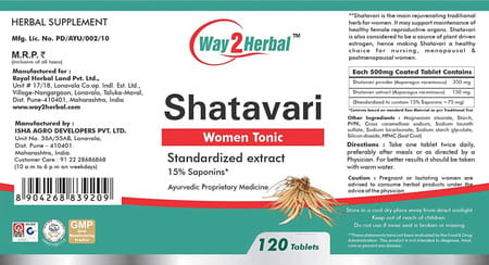 Way2herbal Shatavari 120 Tablets - Pack Of 2