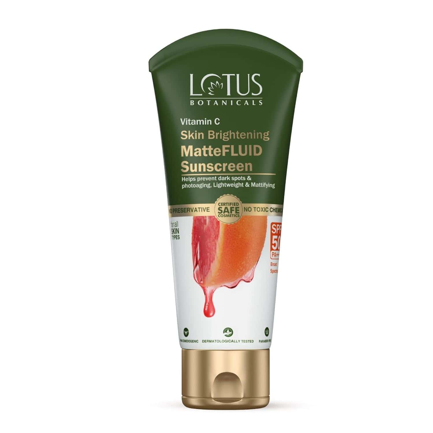 Lotus Botanicals Vitamin C Matte Fluid Sunscreen Spf 50 | Pa+++ 75g