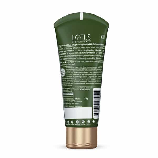 Lotus Botanicals Vitamin C Matte Fluid Sunscreen Spf 50 | Pa+++ 75G