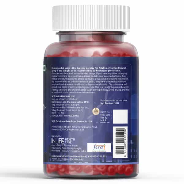 Inlife Melatonin Gummies 5Mg Sleeping Aid Supplement For Men Women-30 Strawberry Flavour Gummies