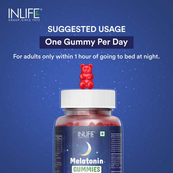 Inlife Melatonin Gummies 5Mg Sleeping Aid Supplement For Men Women-30 Strawberry Flavour Gummies
