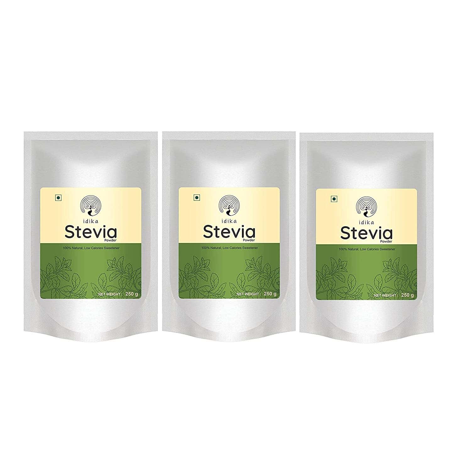 Idika Stevia 250 Gram Diabetic Frendly 100% Natural Zero Calorie Sugar-Free Sweetener (Pack Of 3)