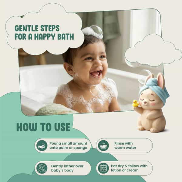 Green Milk Green Cuddle Baby Wash With Rice | Aloe Vera & Coconut Oil | Gentle Care | 200 Ml