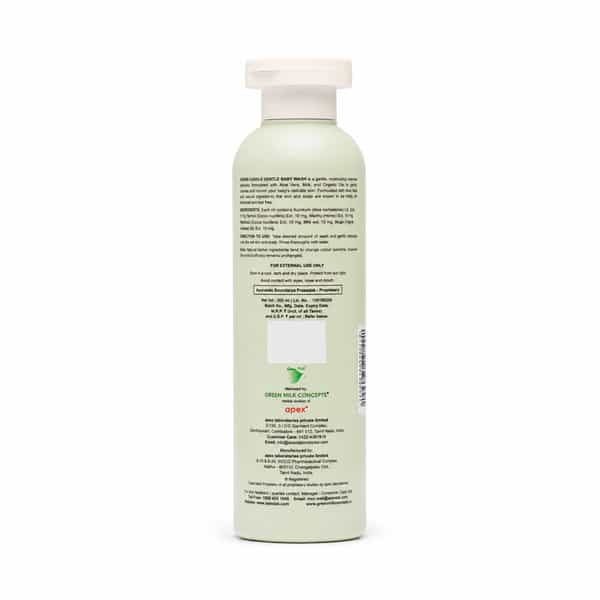 Green Milk Green Cuddle Baby Wash With Rice | Aloe Vera & Coconut Oil | Gentle Care | 200 Ml