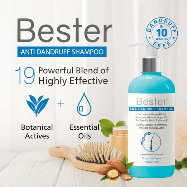 Bester Anti-Dandruff Shampoo 300 Ml | Reduces Dandruff & Dry Frizzy Hair (Pack Of 4)