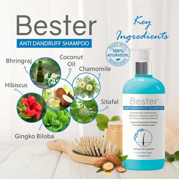 Bester Anti-Dandruff Shampoo 300 Ml | Reduces Dandruff & Dry Frizzy Hair (Pack Of 4)