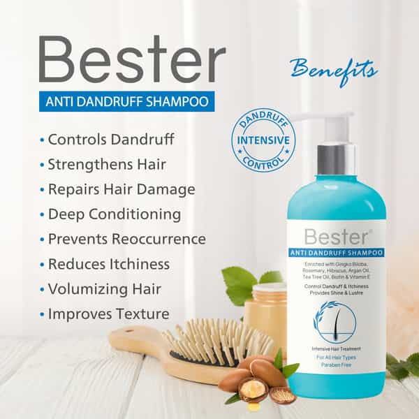 Bester Anti-Dandruff Shampoo 300 Ml | Reduces Dandruff & Dry Frizzy Hair (Pack Of 4)