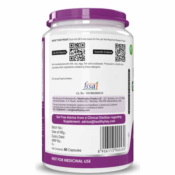 Healthyhey Nutrition Vegetarian Glucosamine - Joint Health 60 Veg Caps. - 500Mg