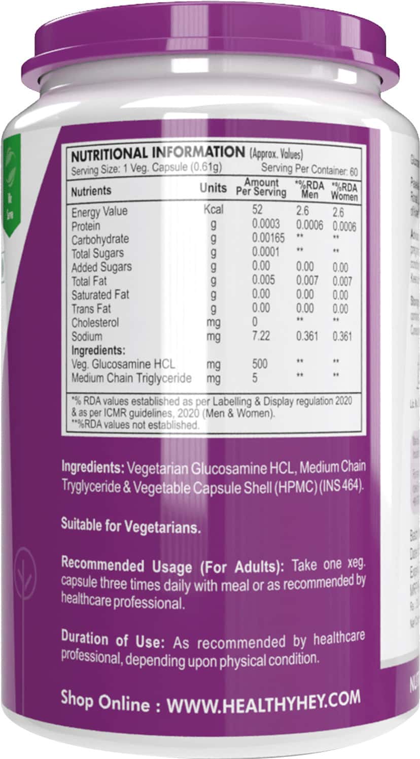 Buy HEALTHYHEY NUTRITION VEGETARIAN GLUCOSAMINE JOINT HEALTH 60 VEG