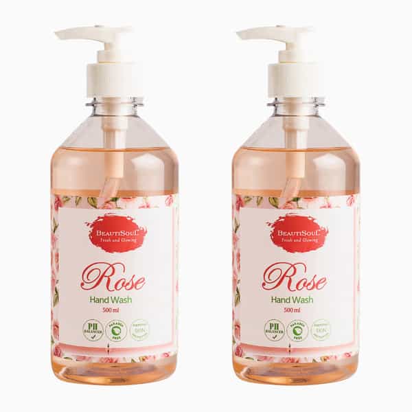 Beautisoul Rose Liquid Handwash With Pure Rose & Glycerin|Ph Balanced Liquid Soap Combo (500 Ml X 2)