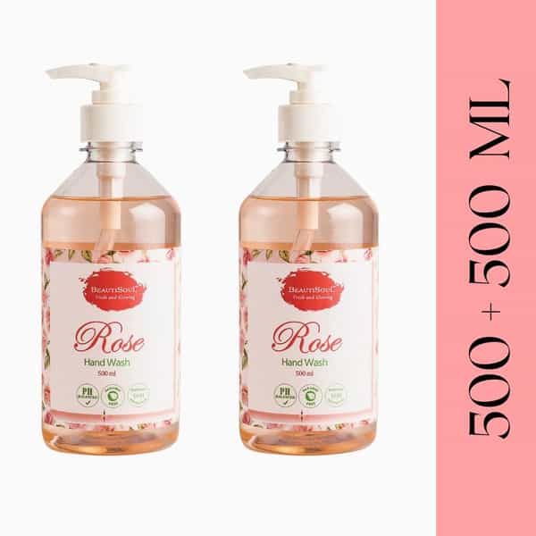 Beautisoul Rose Liquid Handwash With Pure Rose & Glycerin|Ph Balanced Liquid Soap Combo (500 Ml X 2)