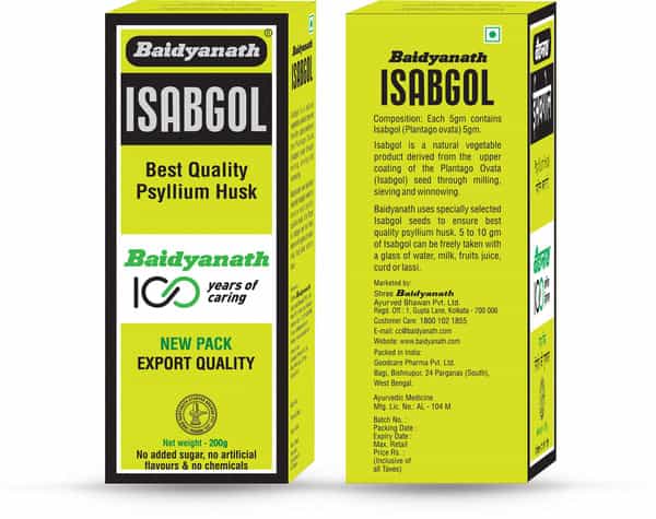 Baidyanath Asli Ayurved Isabgol -Psyllium Husk Powder| Rich Fibre | Constipation Relief - 200G