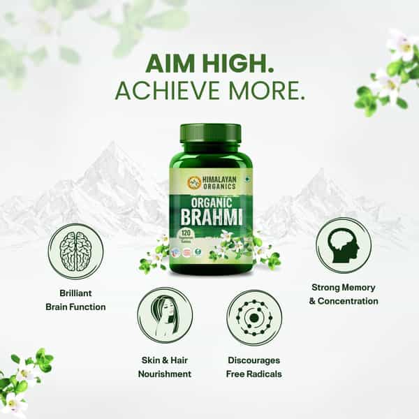Himalayan Organics Organic Brahmi | Bottle | 120 Veg Tablets