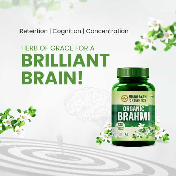 Himalayan Organics Organic Brahmi | Bottle | 120 Veg Tablets