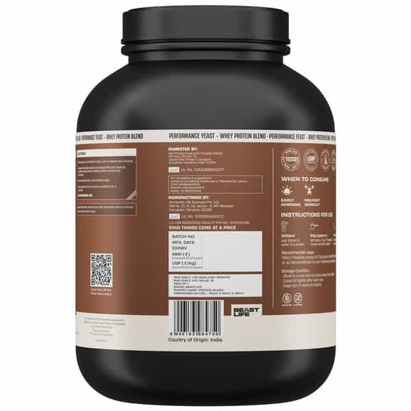 Beastlife Performance Yeast Protein Powder | 25G Protein | Chocolate Flavour | Easy To Digest | 2 Kg