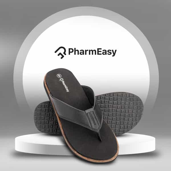 Pharmeasy Men's Diabetic & Orthopedic Slippers - Coal Black - Size Uk 7