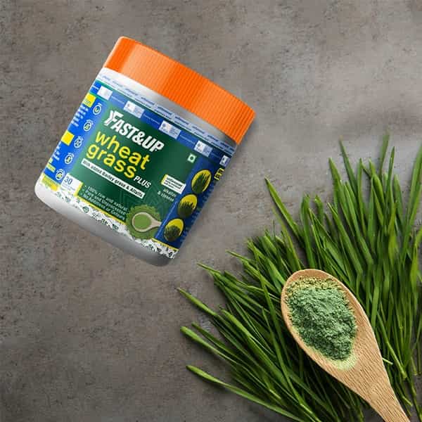 Fast&Up Wheatgrass- Barley Grass & Alfalfa Powder-Ayurvedic Supplement To Restore Ph Balance & Detox