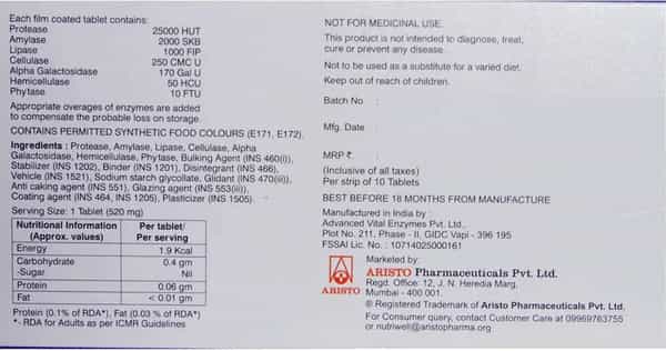 Aristozyme Gold Strip Of 10 Tablets