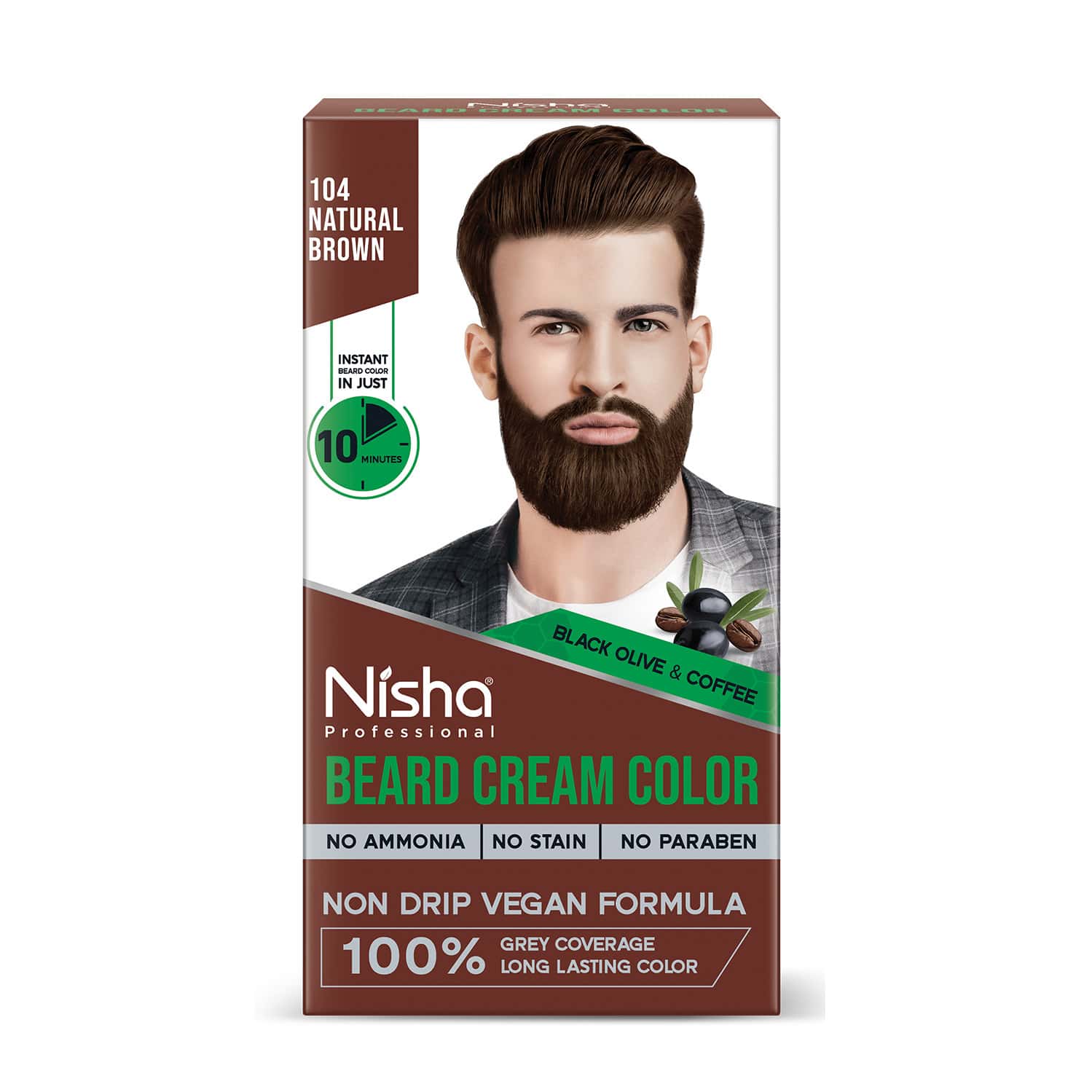 Nisha Beard Colour For Men Natural Brown 120g | Professional Beard Hair Colour | Ammonia Free