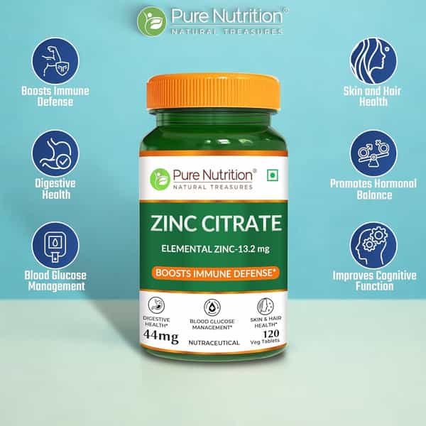 Pure Nutrition Zinc Citrate 44Mg - 120 Tablets
