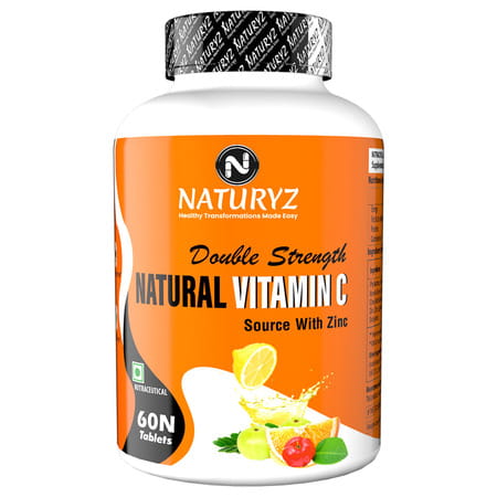 Naturyz Double Strength Natural Plant Vitamin C & Zinc Supplement 1250 Mg For Immunity (60 Tablets)