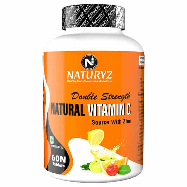 Naturyz Double Strength Natural Plant Vitamin C & Zinc Supplement 1250 Mg For Immunity (60 Tablets)