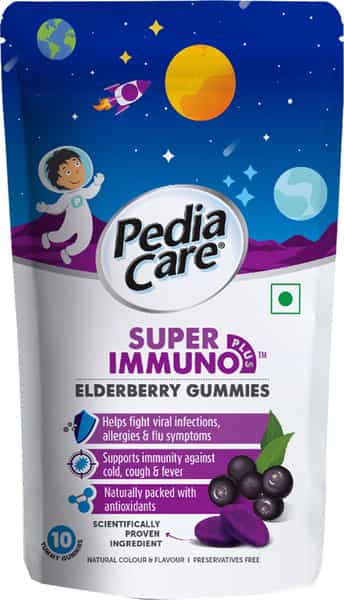 Pediacare Super Immuno Plus Elderberry Gummies For Kids Above 2 Years -10 Gummies For Immunity