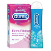 Durex Extra Ribbed Condoms 10 Count With Durex Lube Tingling Lubricant Gel For Men & Women - 50ml