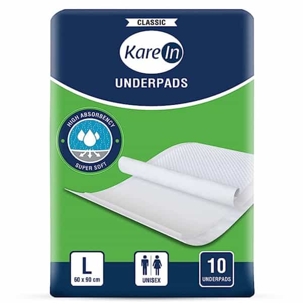 Kare In Classic High Absorbency Underpads Unisex Large(60-90Cm) Pack Of 10