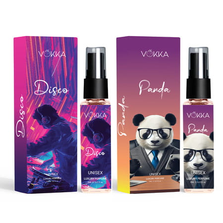 Vokka Pocket Perfume Disco & Panda 2 X 8ml | Eau De Parfum Long Lasting Perfume For Men & Women