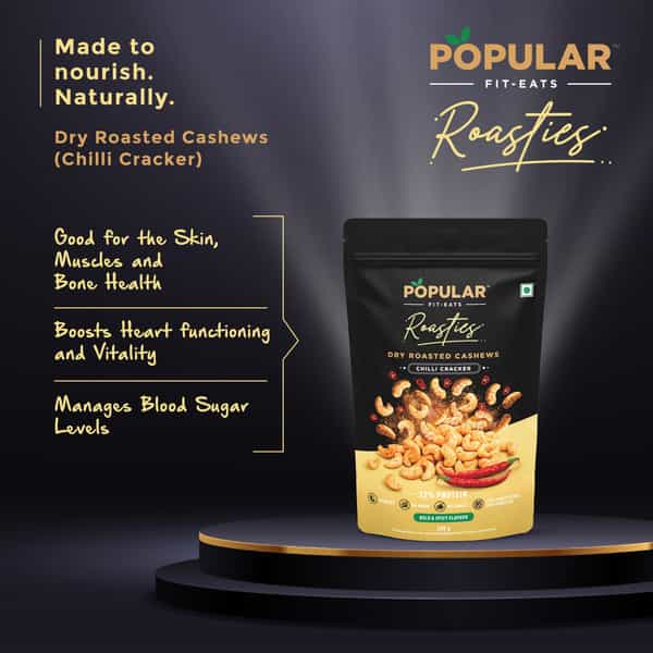 Popular Roasties Dry Roasted Cashew Chilli Cracker | 200 Gm