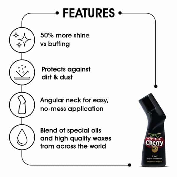 Cherry Blossom Liquid Wax Polish (Black) - 75Ml