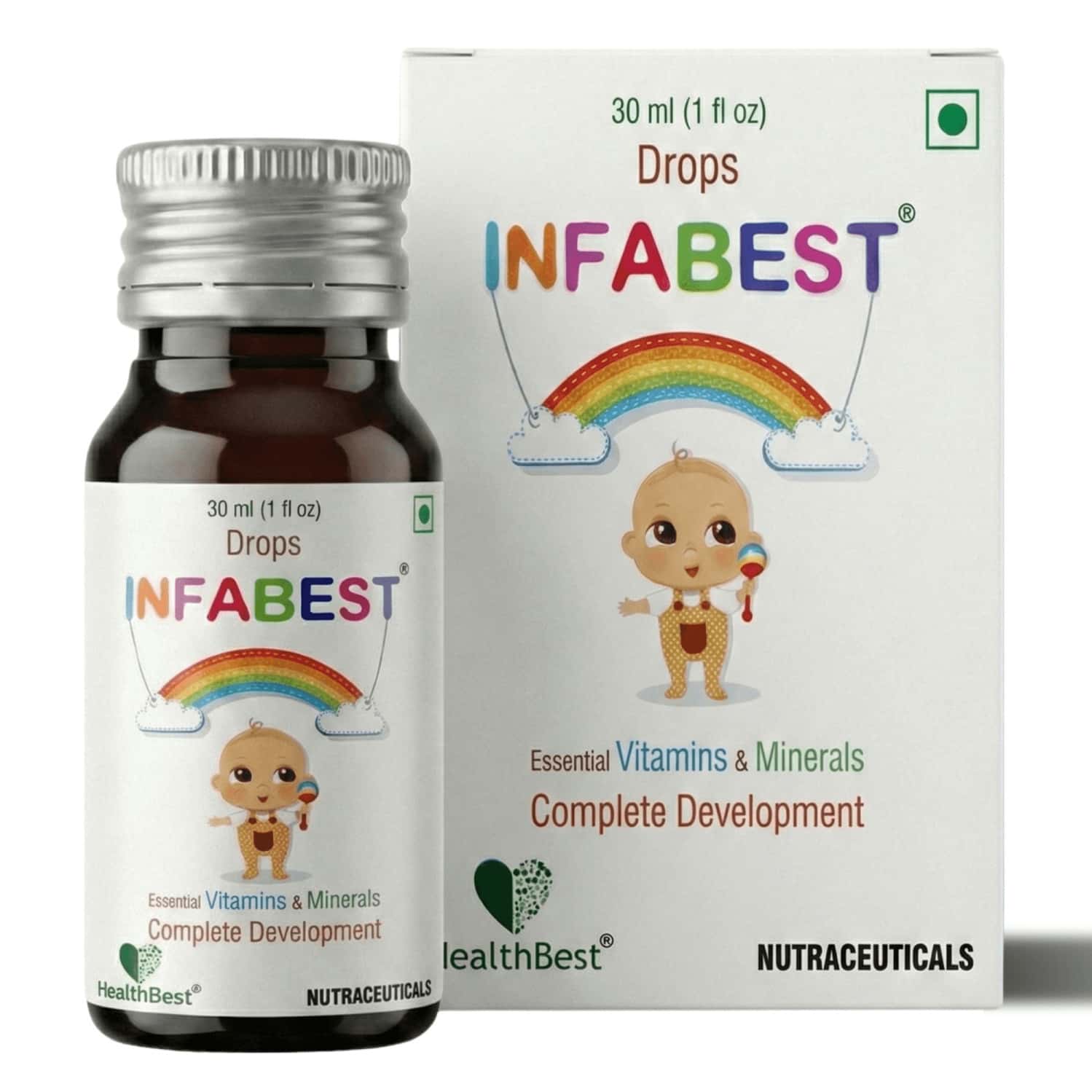 Healthbest Infabest Drops | Multivitamins With Vitamin D3 & Zinc | Kids & Toodlers | 30 Ml