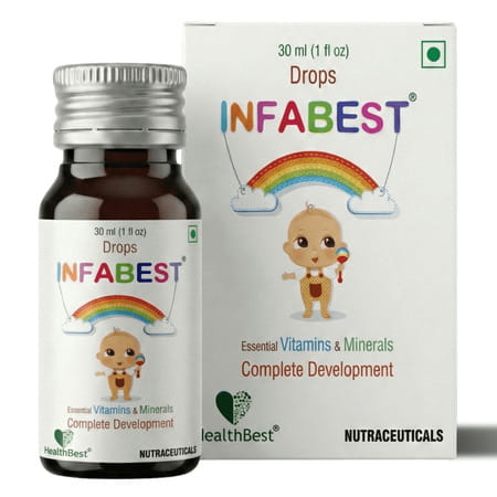 Healthbest Infabest Drops | Multivitamins With Vitamin D3 & Zinc | Kids & Toodlers | 30 Ml