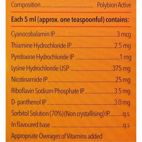 Polybion Active Mango| Sugar Free |Builds Imunity| Stimulates Appetite|300 Ml