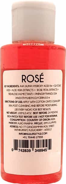 Auli Rose Aha 5% Glycolic Acid Rose Water Toner That Deeply Exfoliates For Uneven Skin Tone - 100Ml