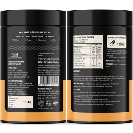 Myfitfuel L-Glutamine (3000 Mg) (240 Tablets)| Amino Acid