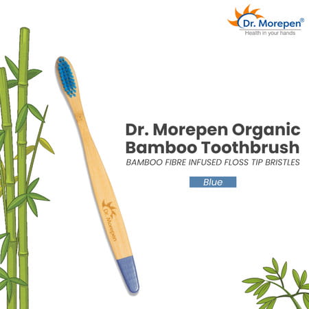Dr. Morepen Organic Bamboo Toothbrush For Adults - Blue - 1'S