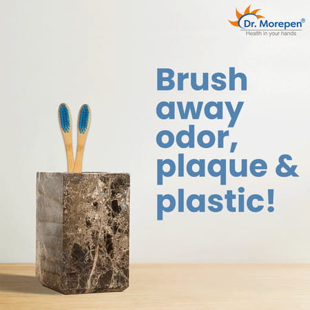 Dr. Morepen Organic Bamboo Toothbrush For Adults - Blue - 1'S