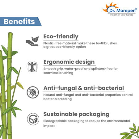 Dr. Morepen Organic Bamboo Toothbrush For Adults - Blue - 1'S