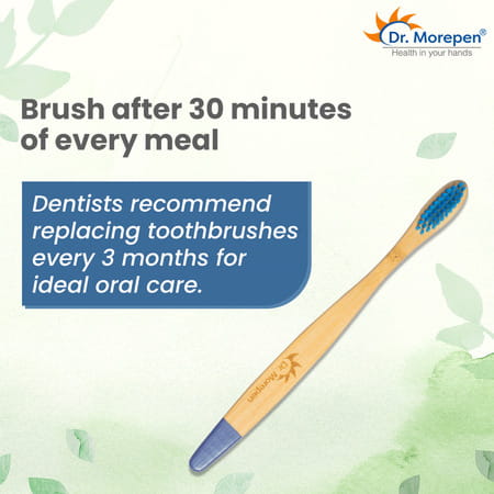 Dr. Morepen Organic Bamboo Toothbrush For Adults - Blue - 1'S