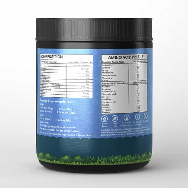 Inlife Collagen For Dogs & Cats| Hydrolyzed Collagen Powder For Skin, Coat, Joints | 200G, Blueberry
