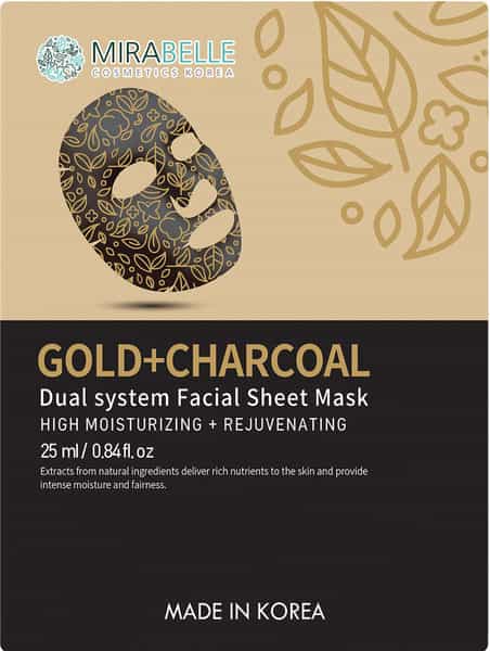 Mirabelle Gold + Charcoal Dual System Facial Sheet Mask