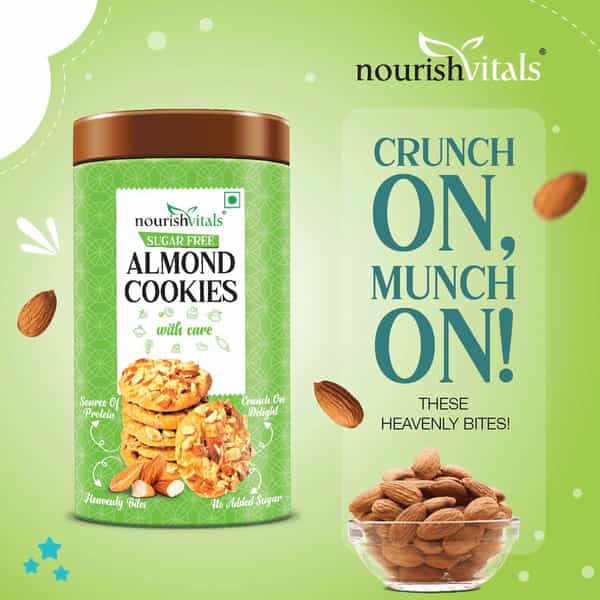 Nourishvitals Multigrain Sugar Free Cookies + Almond Heavenly Bites Source Of Protein 120G Each