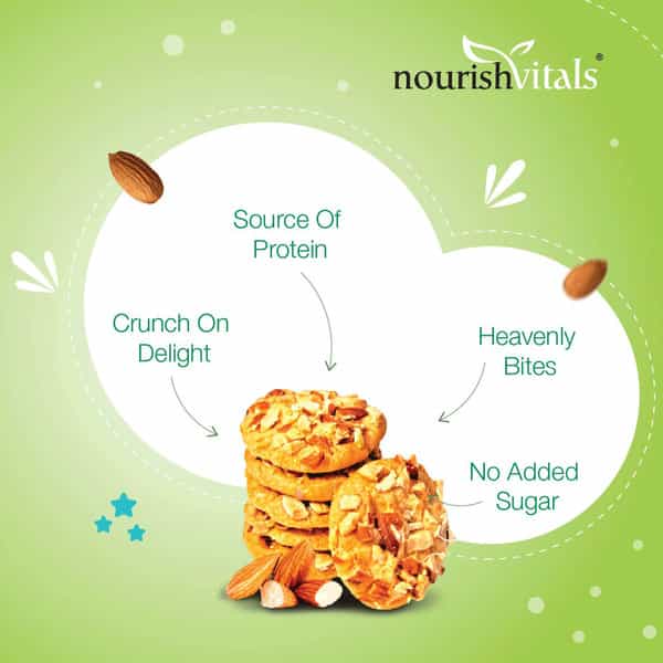 Nourishvitals Multigrain Sugar Free Cookies + Almond Heavenly Bites Source Of Protein 120G Each