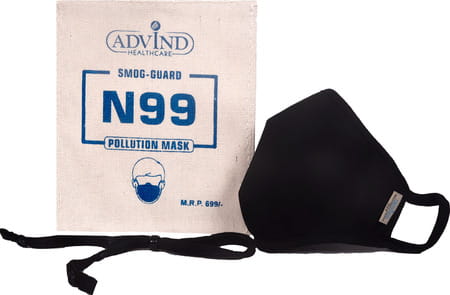Advind Healthcare Smog Guard N99 Mask Without Valve (Medium Black)